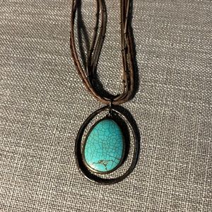 EUC SILPADA STERLING Silver Pendant Turquoise Necklace  N1804 Howlite Bronze